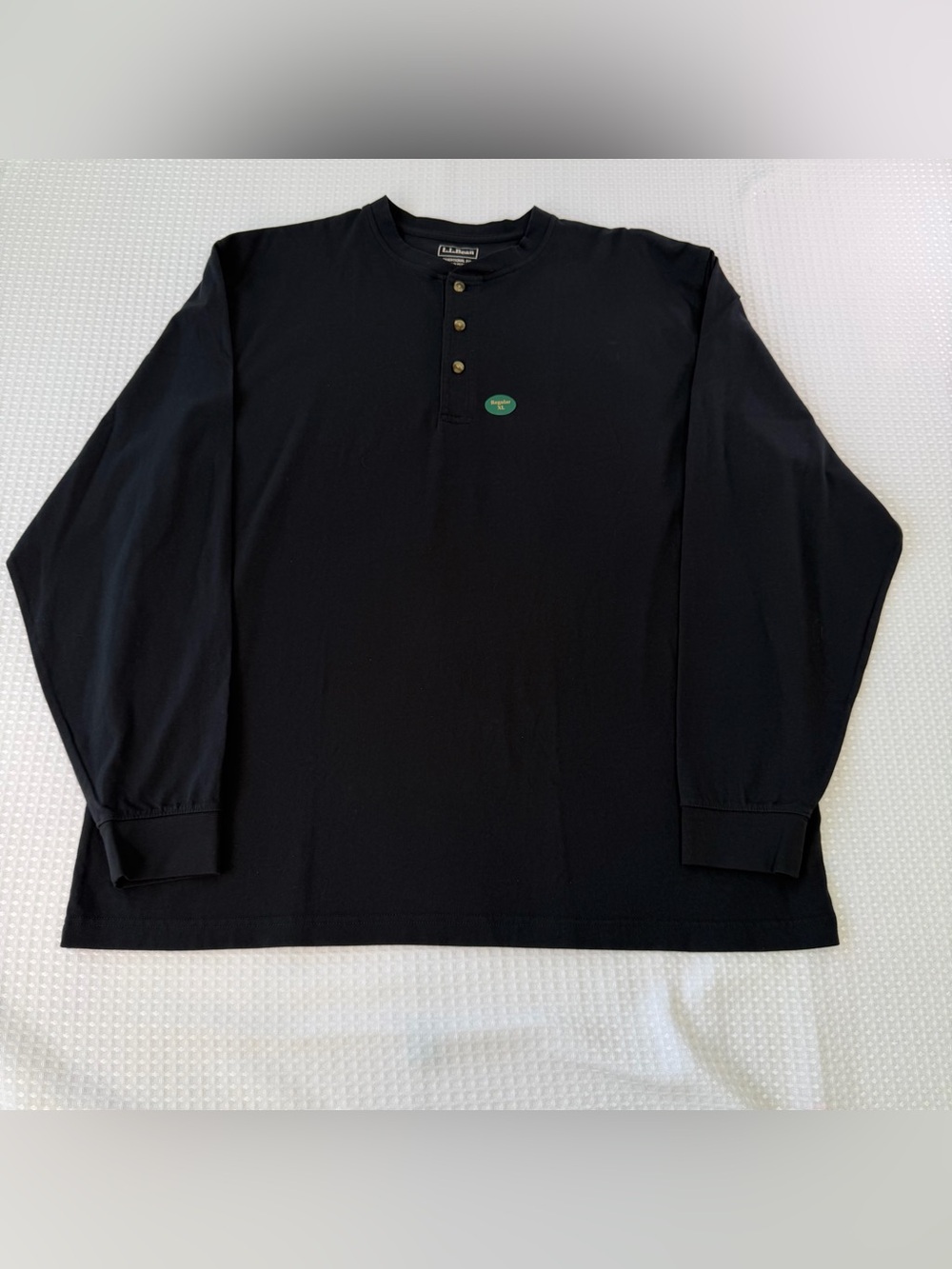 LL Bean Mens XL Black Henley Long Sleeve Shirt Traditional Fit Cotton NWT 228533